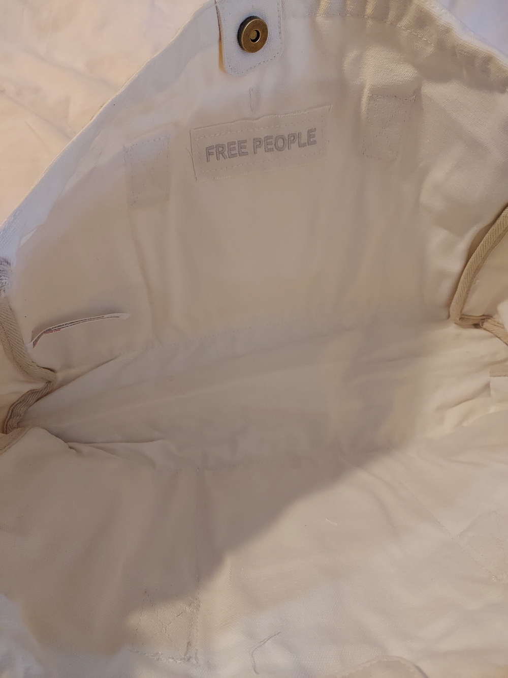 Free People Kiss My Patch Canvas Tote Bag in Mineral NWT - Picture 12 of 14